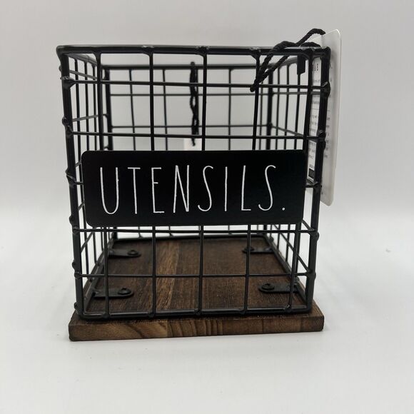 Rae Dunn Other - Rae Dunn UTENSILS. Holder, Square Wire & Wood, Farmhouse Kitchen, Picnic, Party